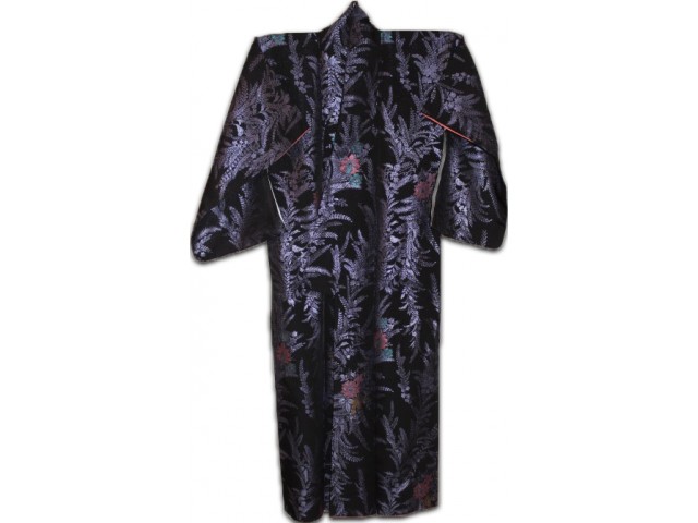 Japansk kimono, silke og sølvlamé